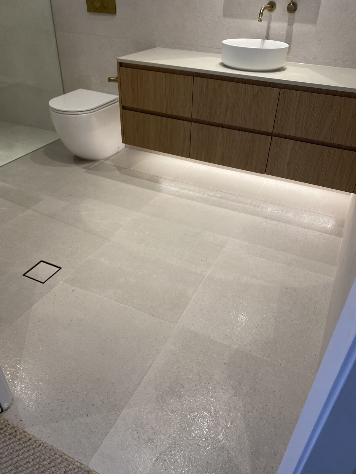 Deep cleaned bathroom floor and vanity, Brisbane