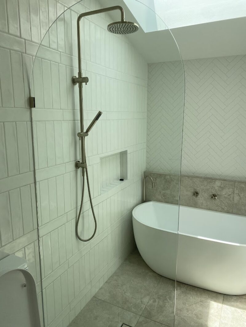 Deep cleaned bathroom shower and tub detail, Brisbane
